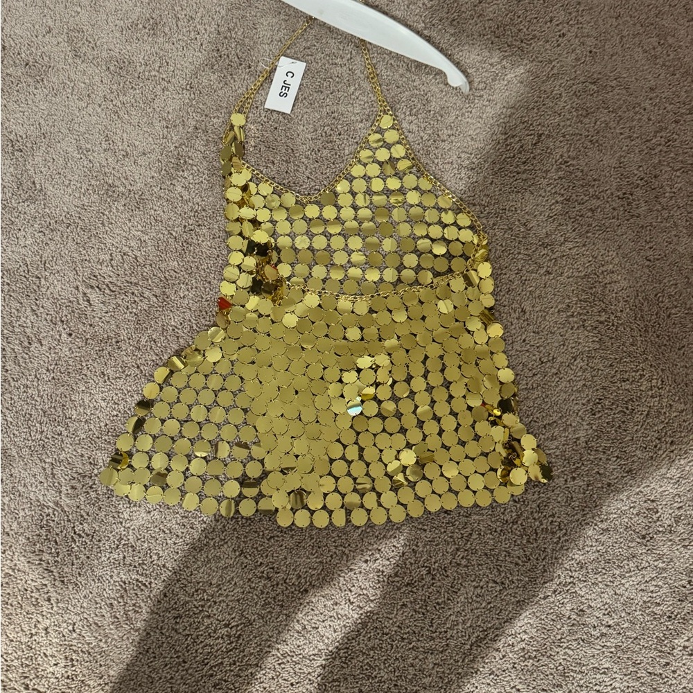 Gold Sequin Dress OS